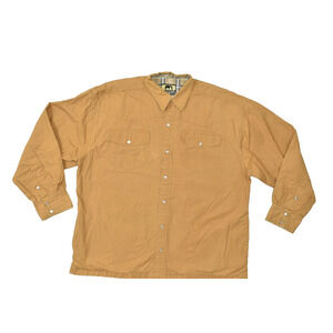 Western Trails Men XL Tan Flannel Lined Cotton Pearl Snap Long Sleeve Western Wo